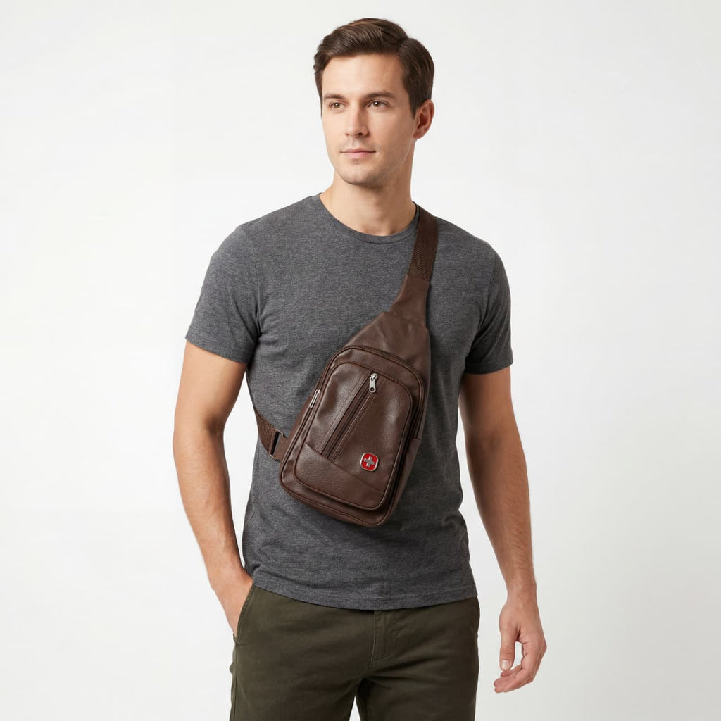 Pure leather crossbody sling bag